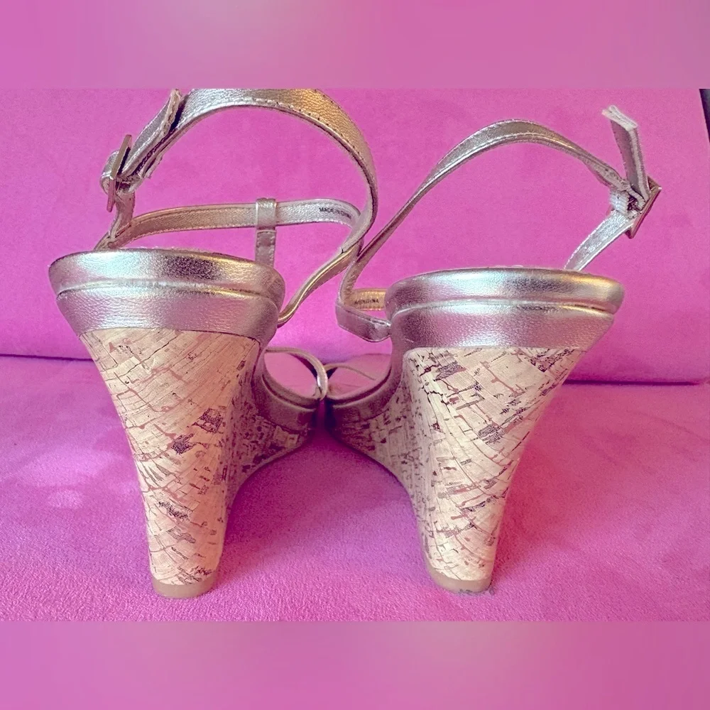 Lilly Pulitzer Metallic Gold Cork Wedge Sandals